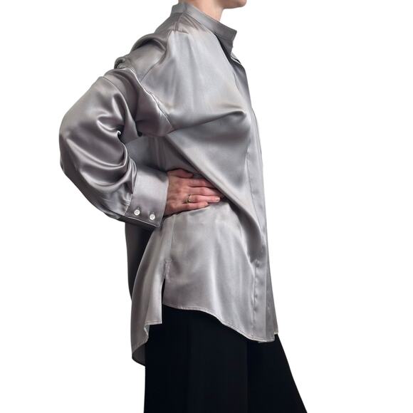 Haider Ackermann Silver Silk Charmeuse Oversized Top size FR 34 - Picture 3 of 15